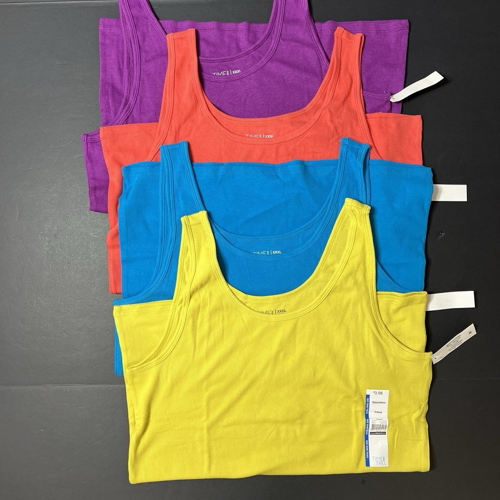 Time and Tru Women's Ribbed Fitted Tank Top Size 3XL Lot Of 4 NWT